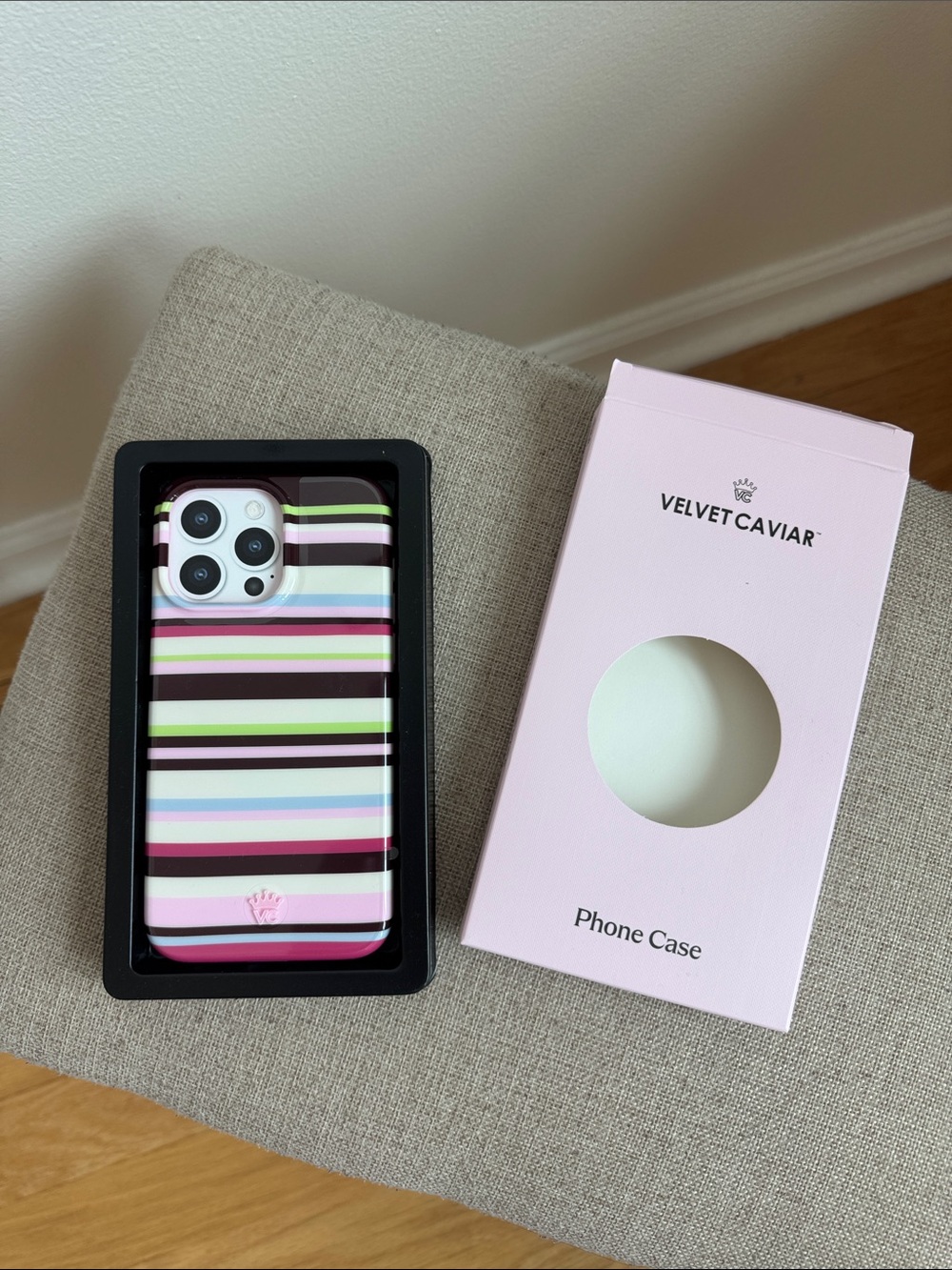 Velvet Caviar Pastel & Black Striped Phone Case iPhone 15 Pro Max